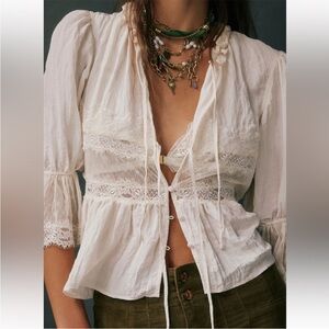 NWT Free People bloomer blouse bed jacket